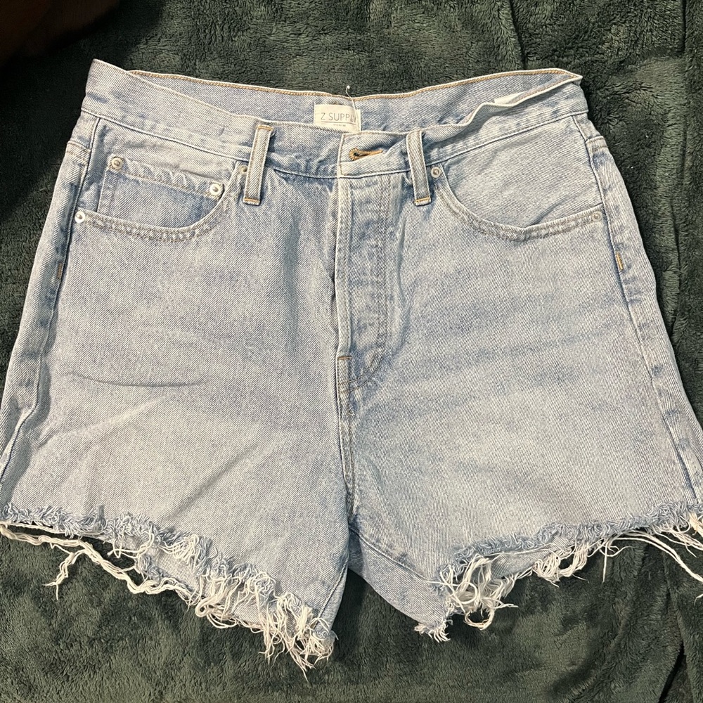 Z Supply High Waisted Distressed Denim Shorts